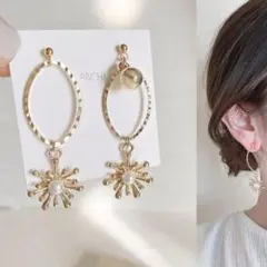 花芯パール♡ハンドメイド ピアス イヤリング フラワー 卒業式 入学式 結婚式