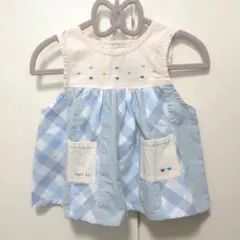 ベビー エプロンドレス チェック 90