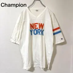 チャンピオン 8分袖VネックTシャツ レディースL ホワイト ゆるだぼのサムネイル