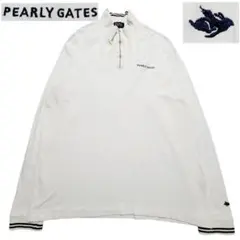 パーリーゲイツ ハーフジップ 長袖 4 メンズ ゴルフ オフホワイト ロゴ