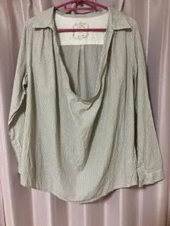 レディース　ストライプ　カットソー　シャツ　長袖　綿100%