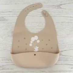 ベージュ シリコンお食事エプロンくま保育園離乳食