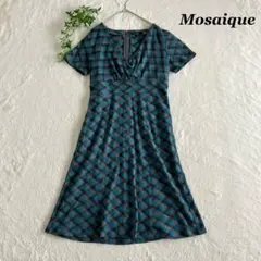 Mosaique✨モザイク ワンピース 半袖 チェック ひざ丈 フレア 上品のサムネイル