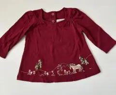 【ジンボリー】刺繍入りワインレッド長袖Tシャツ【12〜18ヶ月】