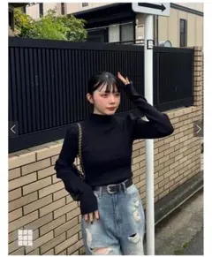 【新品未使用タグ付き】GRL サムホール付きロングスリーブニットトップス