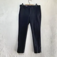 ZARA/センタープレスパンツ/34/裾ファスナー 厚手 ストレッチ ブラック