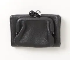 美品】ear PAPILLONNER 牛革がま口折り財布 黒 - メルカリ