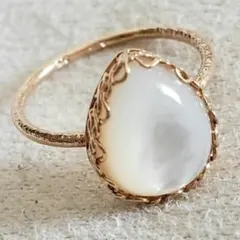 マザーオブパール♡3号【ノジェス】K10白蝶貝 シェル リング☆アガット 好きも