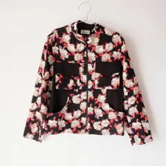 USED 古着 花柄 ウエスタン ポケット ジップアップ ブルゾン ジャケット