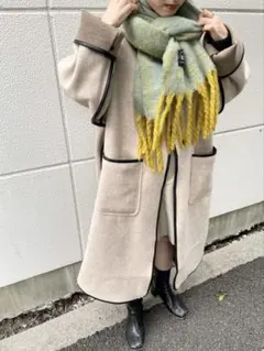 Kastane　パイピングロングコート　ベージュ　淡色