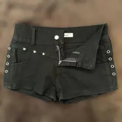 lilful スタッズ付き サイドアイレット デニムショートパンツ 黒 Mサイズ