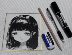 ミニ色紙 | アナログイラスト | 女の子