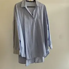 青と白のストライプ オーバーサイズシャツ