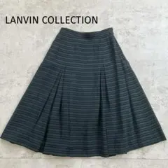 【美品】ランバンコレクション シースルー ボーダースカート フレア シルク混のサムネイル