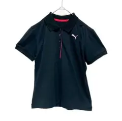PUMA プーマ ポロシャツ トップス 半袖 ブラック ピンク　ゴルフウェア