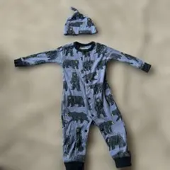 クマ柄ロンパース・帽子セット 95cm未満