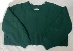 INGNI ケーブルVネック ダメージニット グリーン