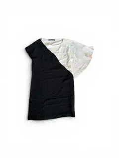 ZARA BASIC バイカラー フリルスリーブ トップス Sのサムネイル