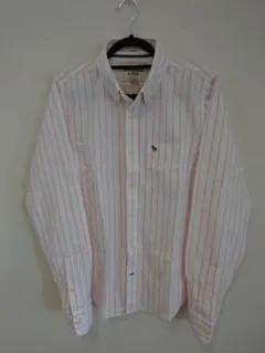 Abercrombie & Fitch 長袖シャツ L 白とピンクのストライプ