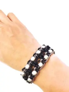 幅広編みブレス（シルバー）