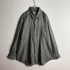 【シャツ】　白　黒　バイカラー　千鳥格子　モノトーン　古着