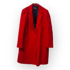 【ZARA basicザラベーシック】チェスターコート 赤 ロング ウールコートのサムネイル