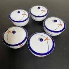 香蘭社　オーキッドレース　蓋付湯のみ　5客セット　未使用品