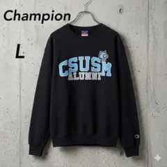 00s Champion チャンピオン プリント入り スウェットブラック L