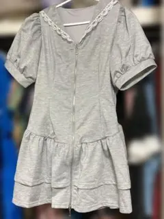 夢展望　パーカーワンピース　グレーのサムネイル