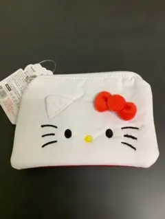 韓国ダイソー限定ハローキティ ポーチ ホワイト レッド