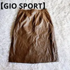 【GIO SPORT】ひざ丈スカート/L/ブラウン レザー調 /昭和レトロのサムネイル