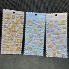 リラックマ　ぷくっとオーロラシール　3枚セット　 　リラックマ　ぷくぷくシール