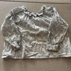 ハンドメイド　リバティ　ペイザンヌ　水色　長袖　ブラウス　フリル　トップス