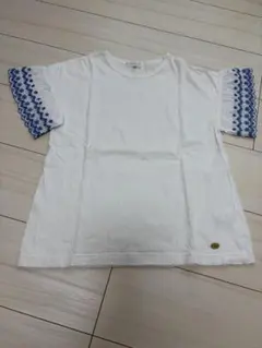 hakka kids 刺繍袖 Tシャツ ホワイト Lサイズのサムネイル