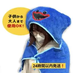 ハギーワギー フード付きブランケット ブルー　ポンチョ　枕のサムネイル