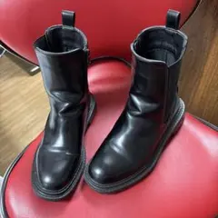 サイドゴアブーツ 黒 レザー 厚底