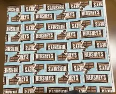HERSHEY パッケージ柄の布地　ミント色　綿100% 匿名配送