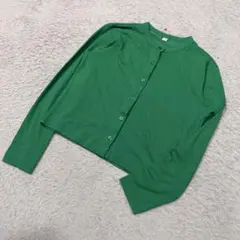 ユニクロ グリーン カーディガン M クルーネック 羽織り