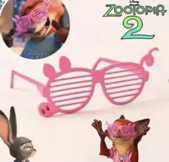 限定商品　映画 大人気 ズートピア2 ニック ピンク メガネ ブタ