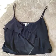 【H &M】ブラックフリルキャミソール US XL