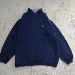 IZOD ハーフジップ　スウェット　ネイビー　古着　刺繍