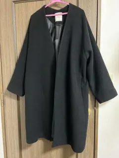 jeanasis ビーバーコート ウール ノーカラーコート ブラック