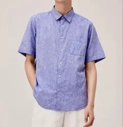 美品［GU］＊リネンブレンドシャツ＊BLUE / M
