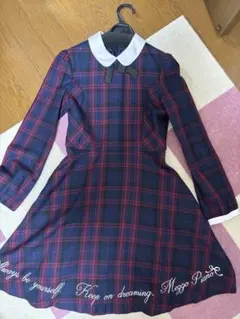 mezzo piano チェック柄長袖ワンピース