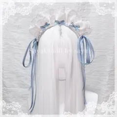 ♡ Babydoll メイド風 フリルレースリボンカチューシャ s blue ♡