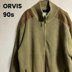 90s ORVIS コットンニット ジップアップジャケット ショルダーパッチ 90s ORVIS コットンニット ジップアップジャケット ショルダーパッチ