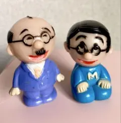 サザエさんの波平さんとマスオさん。昭和レトロ ソフビ人形 2体