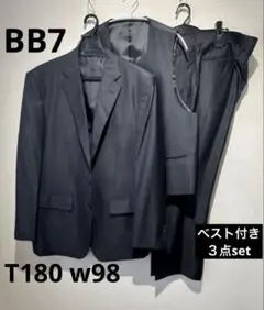 美品 renoma ブラックストライプ スーツ スリーピース 3P ベスト