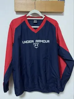 UNDER ARMOUR Vネック ウィンドブレーカー LG ネイビー/レッド