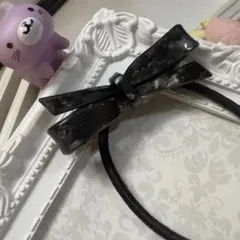 即購入不可★⭐︎ヘアゴム470の2高級アセテート暗黒銀色ファンタジーリボンヘアゴム